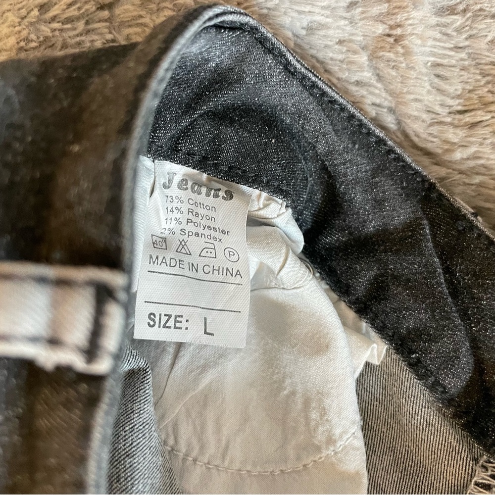 Black Denim Stretch Patchwork Pants - image 6